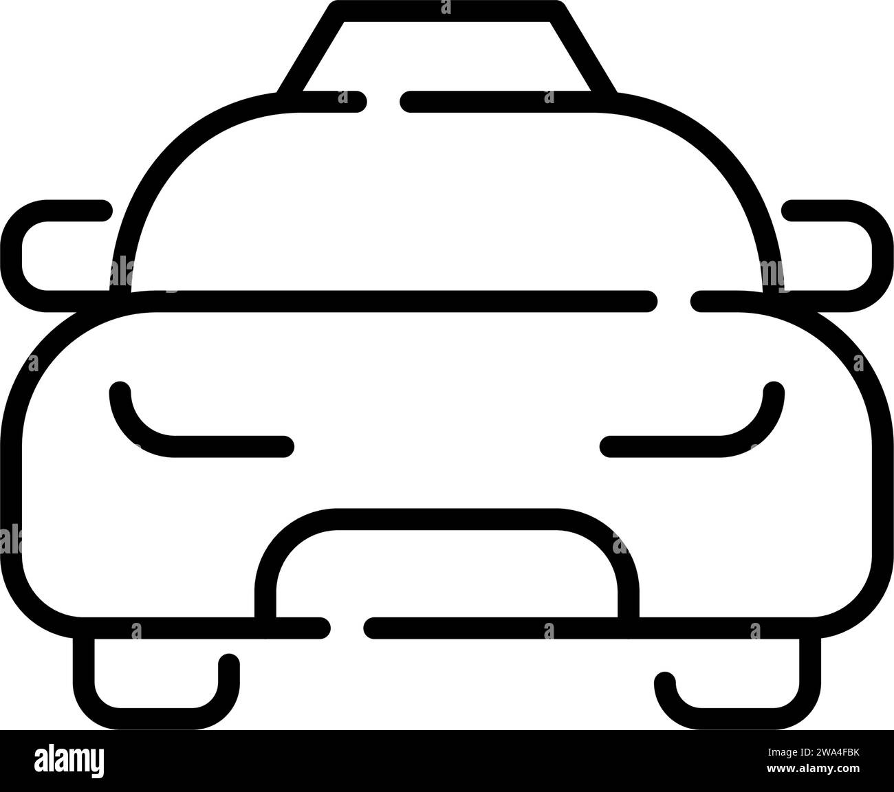 Taxi avec signe sur le dessus. Vue avant de la voiture. Icône Pixel Perfect Illustration de Vecteur