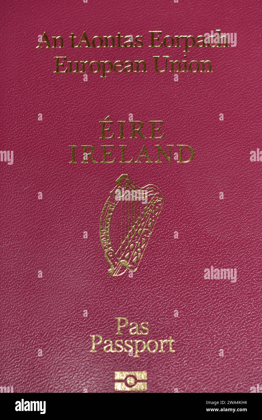 Porta Passaporto Irlandese In Pelle PU Verde - Con Scritta Oro E Angoli Metallici, Protezione Viaggio, UE