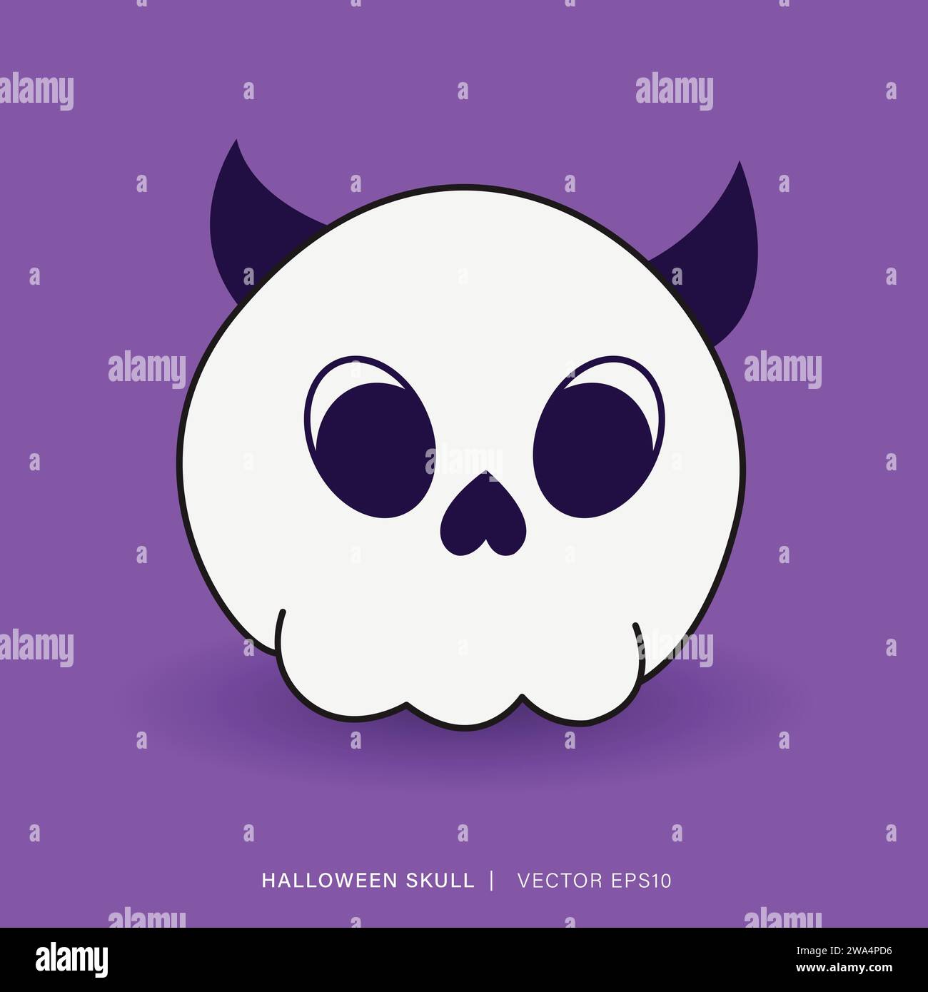 Élément mignon de décoration de crâne de dessin animé Halloween, conception d'illustration vectorielle Illustration de Vecteur