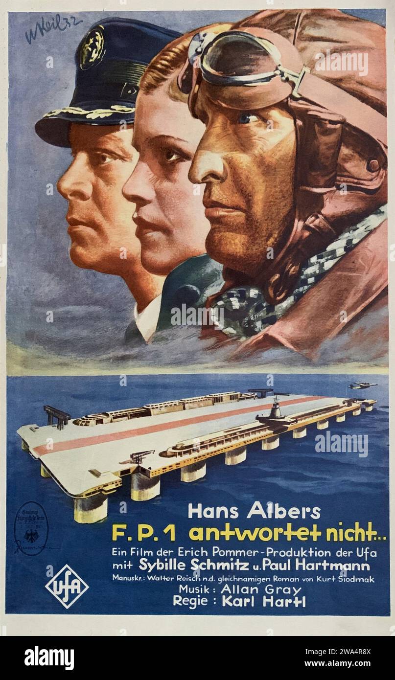 HANS ALBERS SYBILLE SCHMITZ ET PAUL HARTMANN DANS F.P.1 ANTWORTET NICHT . . . / F.P.1 NE RÉPOND PAS 1932 réalisateur KARL HARTL Novel Kurt Siodmak scénario Walter Reisch et Kurt Siodmak musique Allan Gray producteur Erich Pommer Universum film (UFA) Banque D'Images