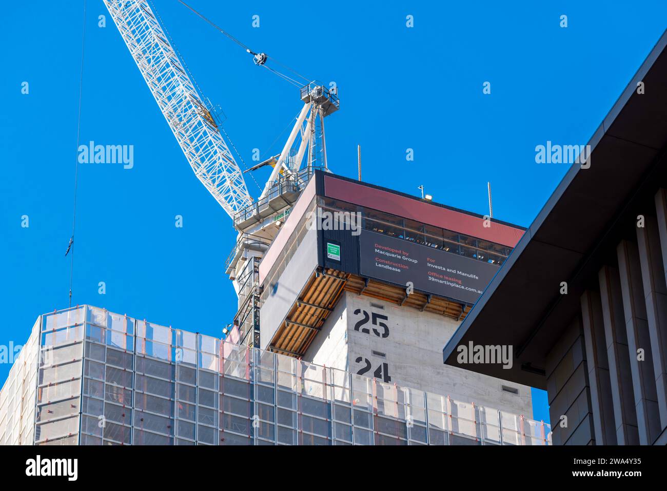 La nouvelle tour de bureaux située au 39 Martin place, Sydney, Australie, en construction en juillet 2023, sera située au-dessus de la prochaine station de métro Banque D'Images