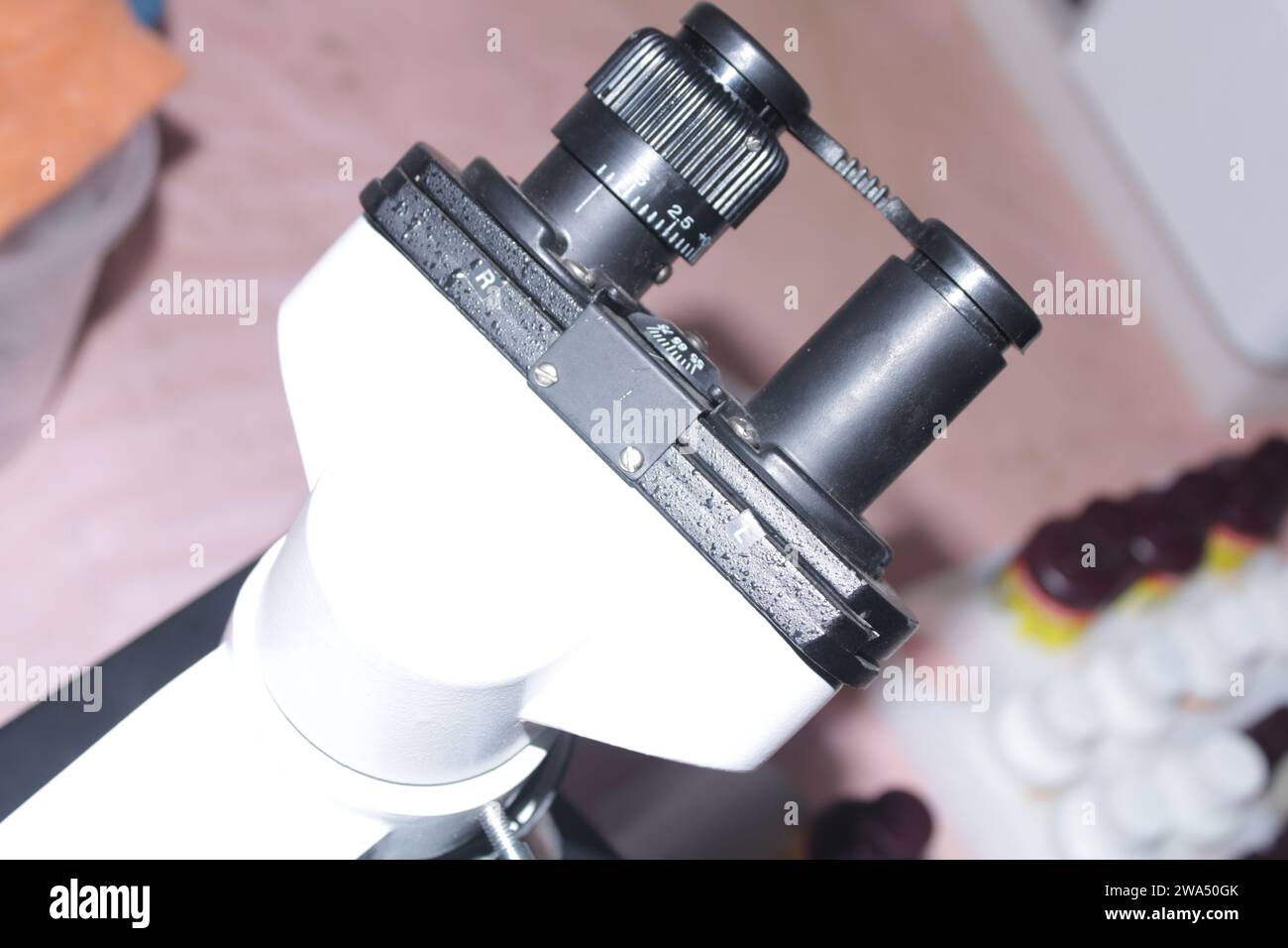 Pièces d'une pièce oculaire de microscope. Inde Banque D'Images