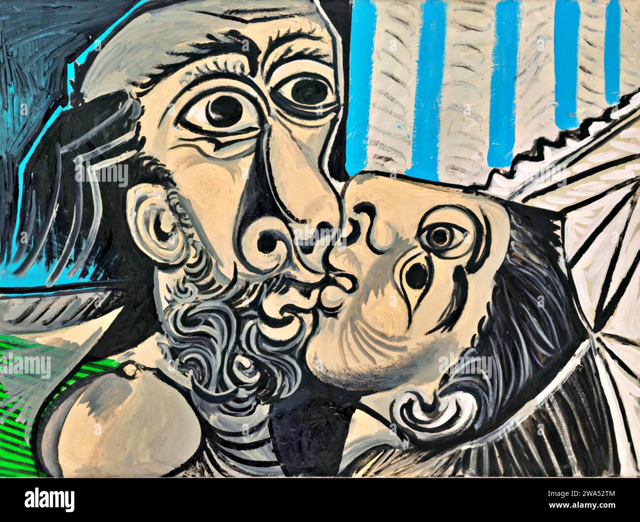 Le baiser, 1969 (peinture) de l'artiste Picasso, Pablo (1881-1973) Espagnol. Illustration de Vecteur