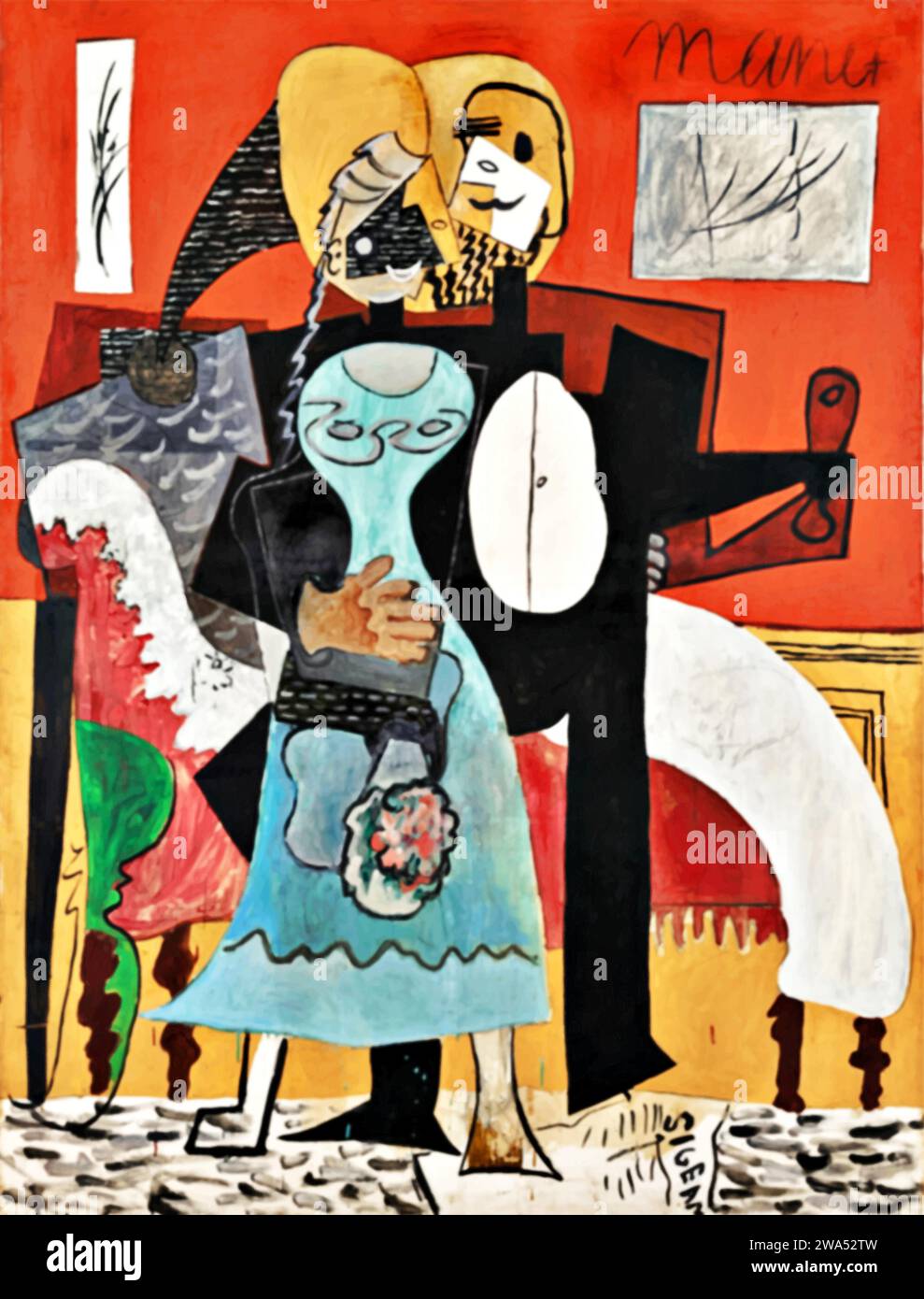 Les amoureux, 1919 (peinture) de l'artiste Picasso, Pablo (1881-1973) Espagnol. Illustration de Vecteur