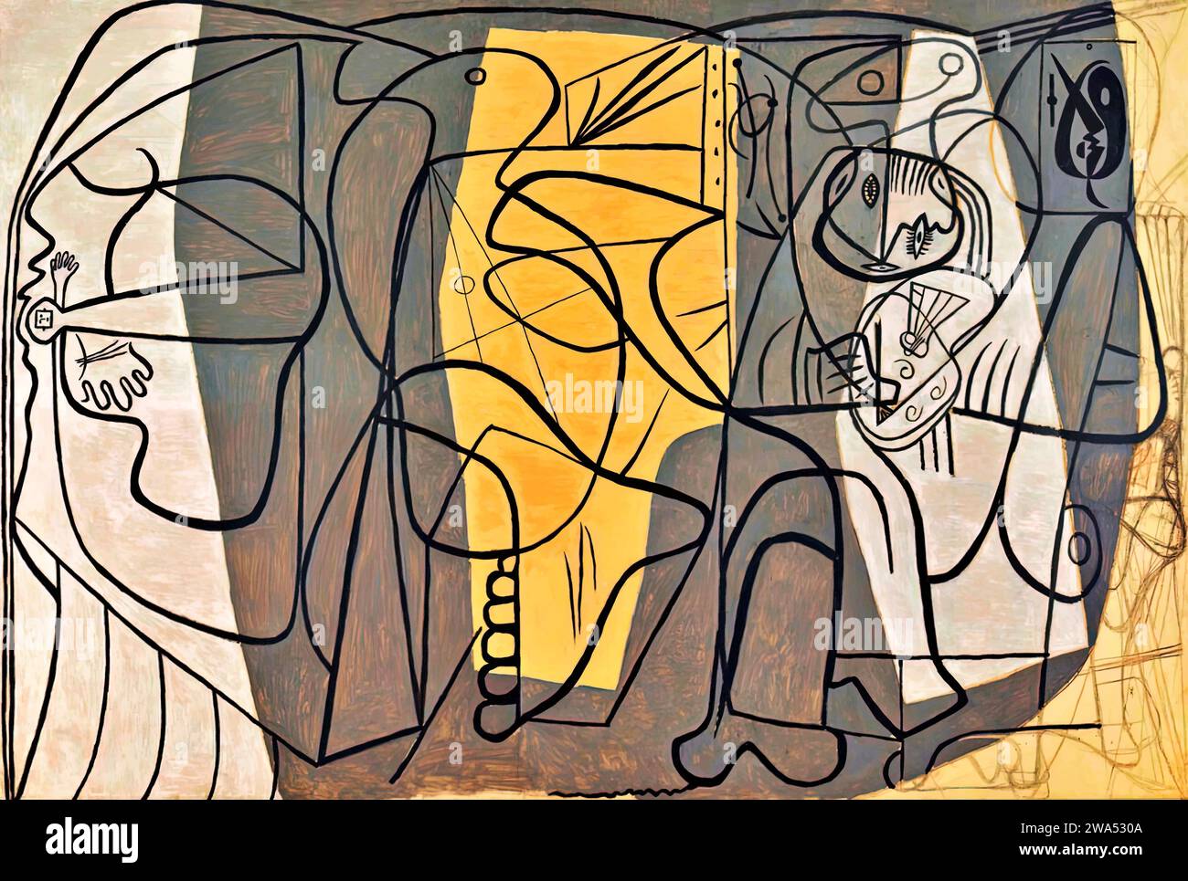 Le peintre et son modèle, 1926 (peinture) par l'artiste Picasso, Pablo (1881-1973) espagnol. Illustration de Vecteur