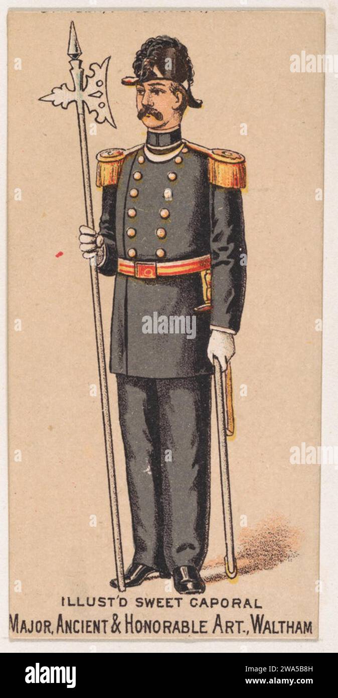 Major, ancien et honorable Artillery, Waltham, Massachusetts, de la série militaire (N224) émise par Kinney Tobacco Company pour promouvoir Sweet Caporal cigarettes 1963 par Kinney Brothers Tobacco Company Banque D'Images