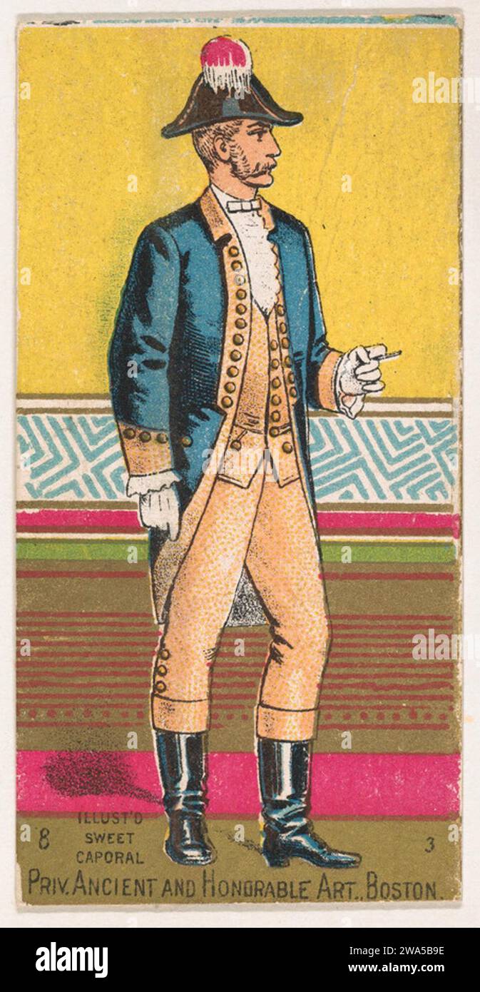 Soldat, ancien et honorable Artillery, Boston, Massachusetts, V.M., de la série militaire (N224) émise par Kinney Tobacco Company pour promouvoir Sweet Caporal cigarettes 1963 par Kinney Brothers Tobacco Company Banque D'Images