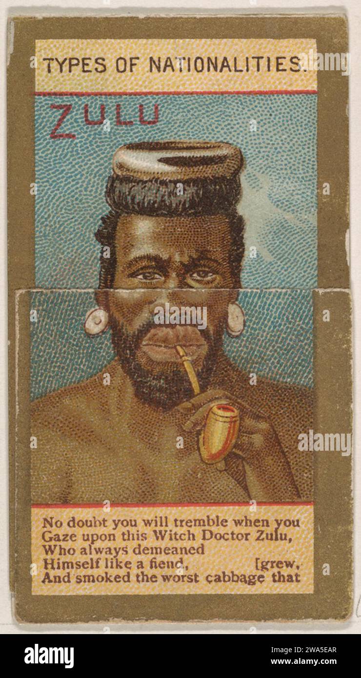 Zulu, de types of Nationalities (N240) publié par Kinney Bros. 1963 par Kinney Brothers Tobacco Company Banque D'Images