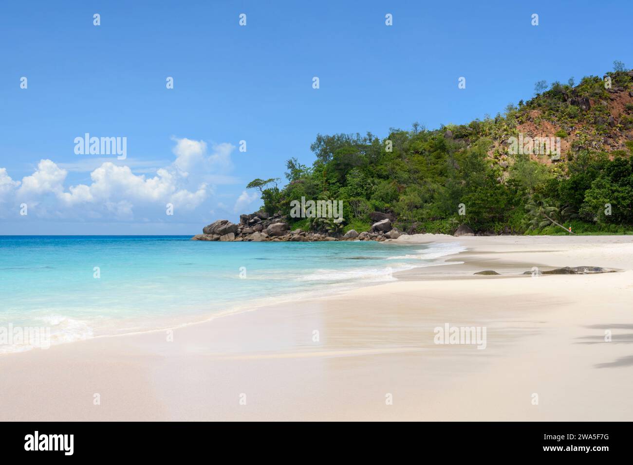 Plage d'Anse Georgette, île de Praslin, Seychelles, océan Indien Banque D'Images