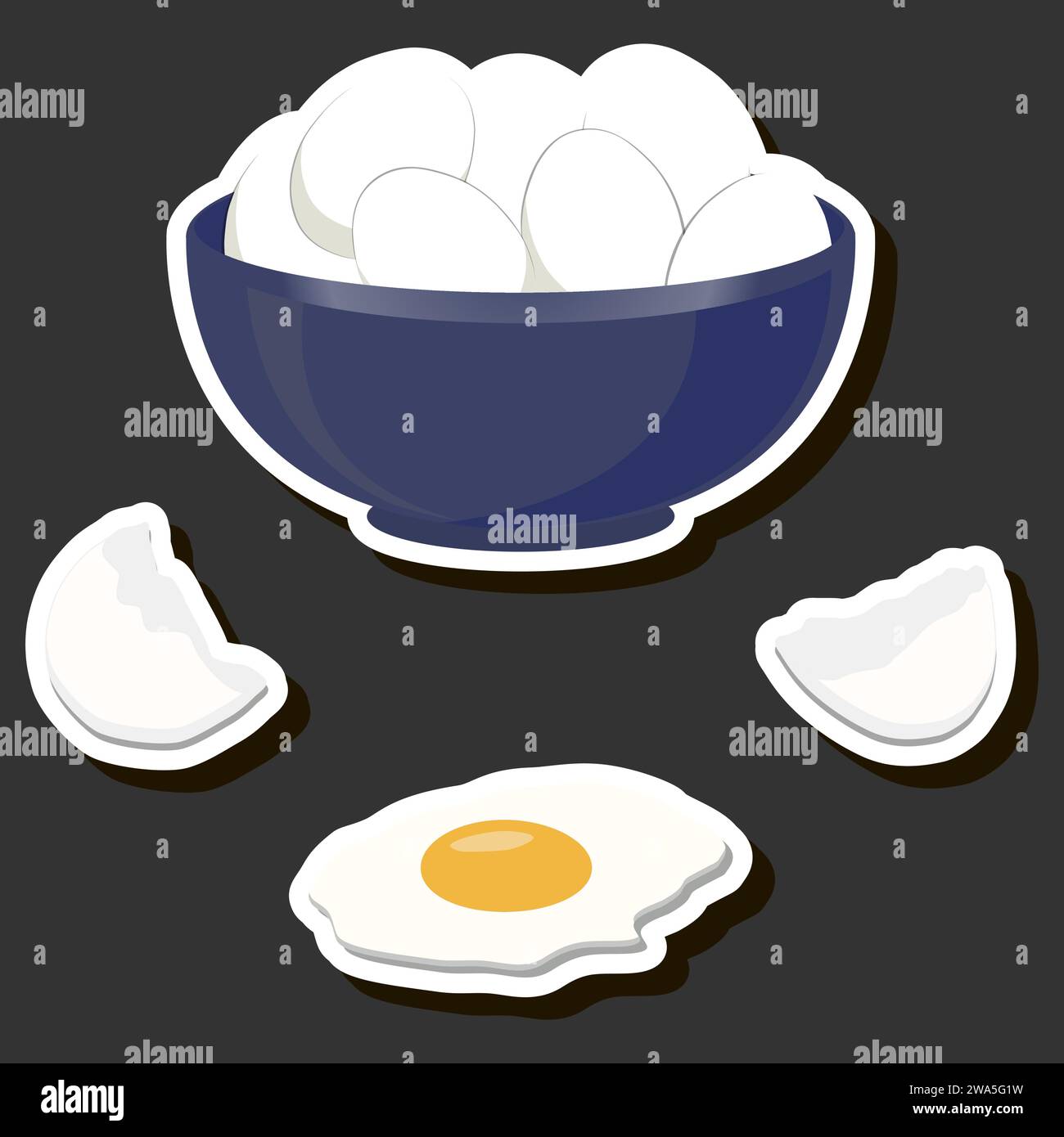 Illustration sur le thème Belle savoureuse comestible maison ensemble divers œufs composés de divers ingrédients Illustration de Vecteur