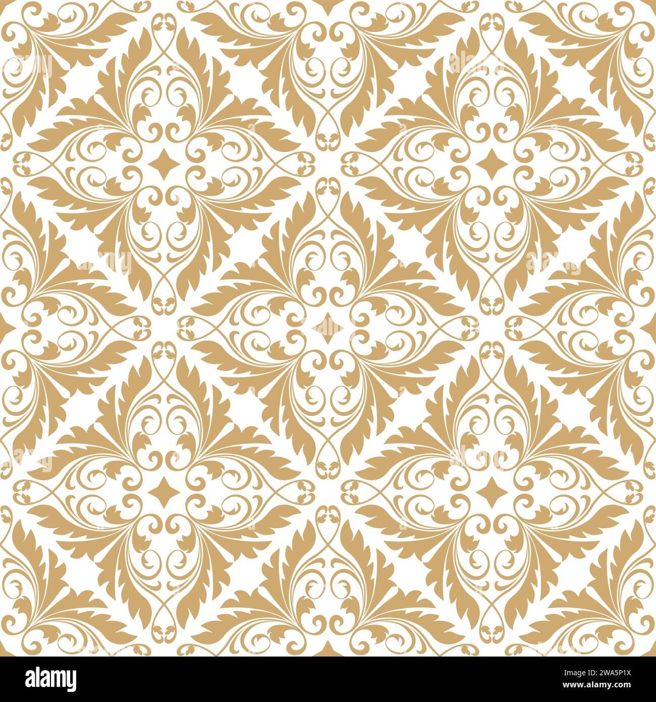 Papier peint dans le style baroque. Un arrière-plan vectoriel transparent. Texture dorée et blanche. Ornement floral. Motif vectoriel graphique Illustration de Vecteur