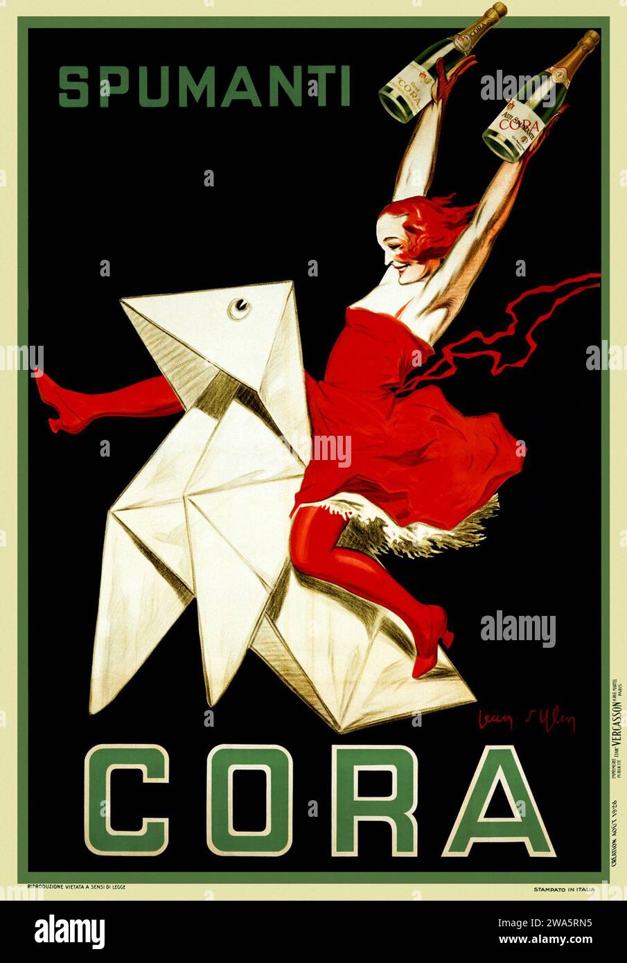 Asti Spumanti Cora - Jean d'Ylen, Italie 1926 - publicité d'alcool vintage Banque D'Images