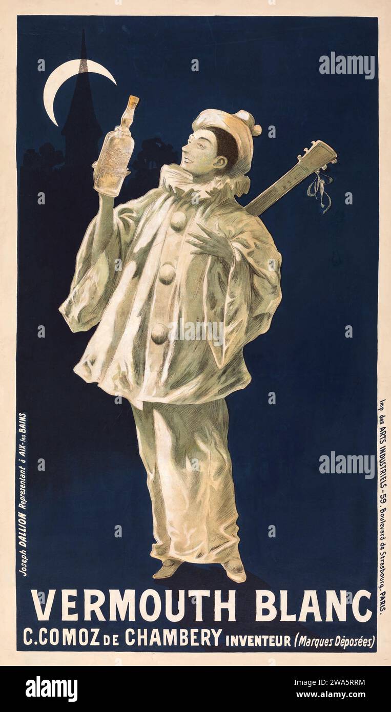 Comoz Vermouth blanc de Chambéry (Joseph Dallion, vers la fin des années 1800) affiche publicitaire française sur l'alcool Banque D'Images