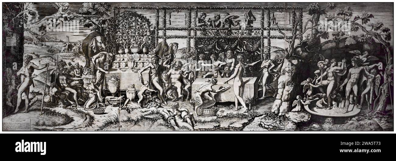 Simposio degli dei - bulino - Diana Scultori - 1575 - Roma, Istituto Centrale per la Grafica Banque D'Images