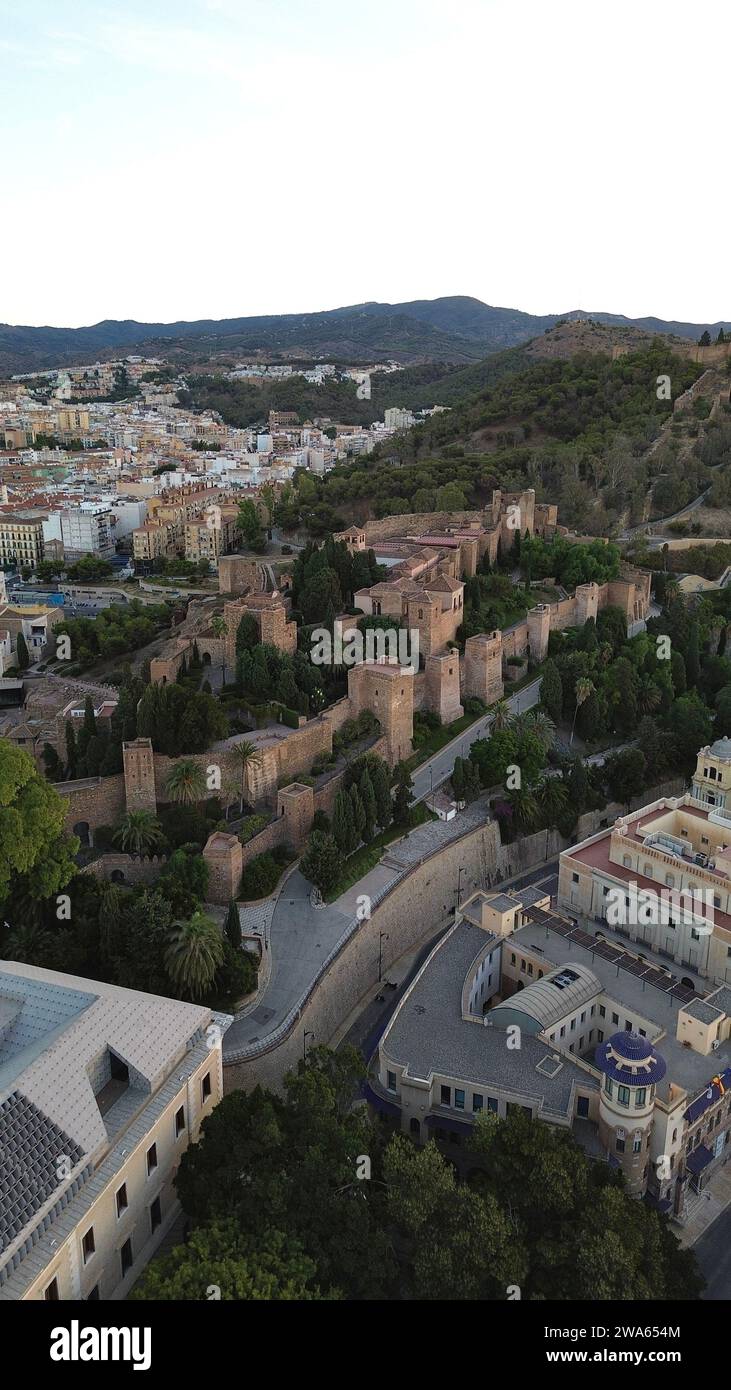 Drone photo Alcazaba Malaga Espagne Europe Banque D'Images