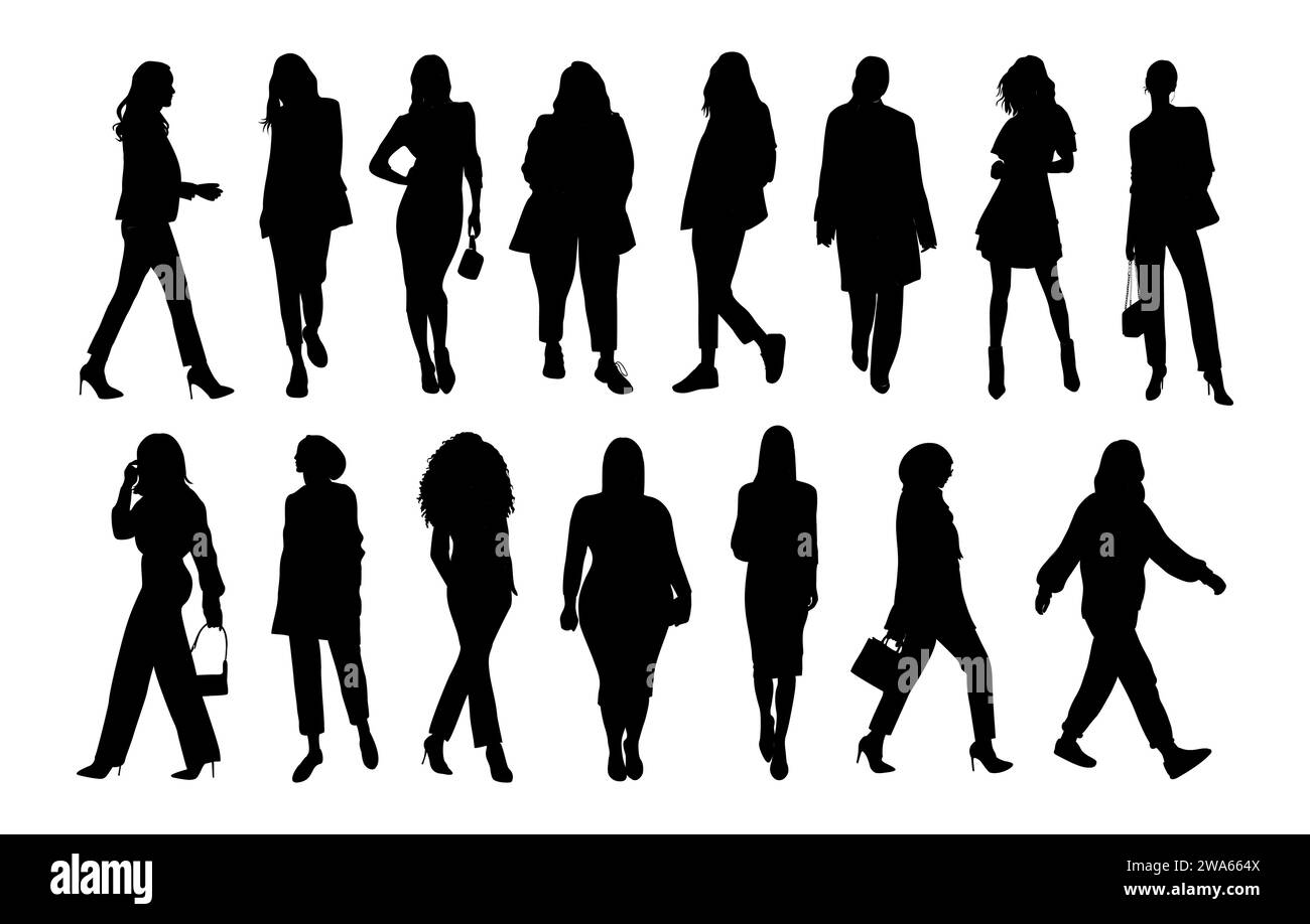 Silhouettes de diverses femmes d'affaires vecteur l'art. Illustration de Vecteur