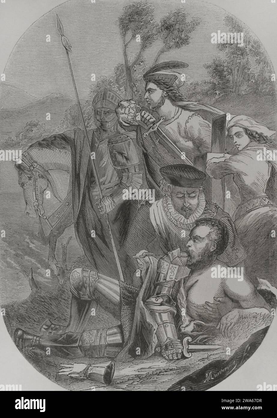 Gustave Ier de Suède (1496-1560), aussi appelé Gustave Vasa. Roi de Suède de 1523 à 1560. Gravure par Martinez. Los Heroes y las Grandezas de la Tierra. Volume V. 1855. Banque D'Images