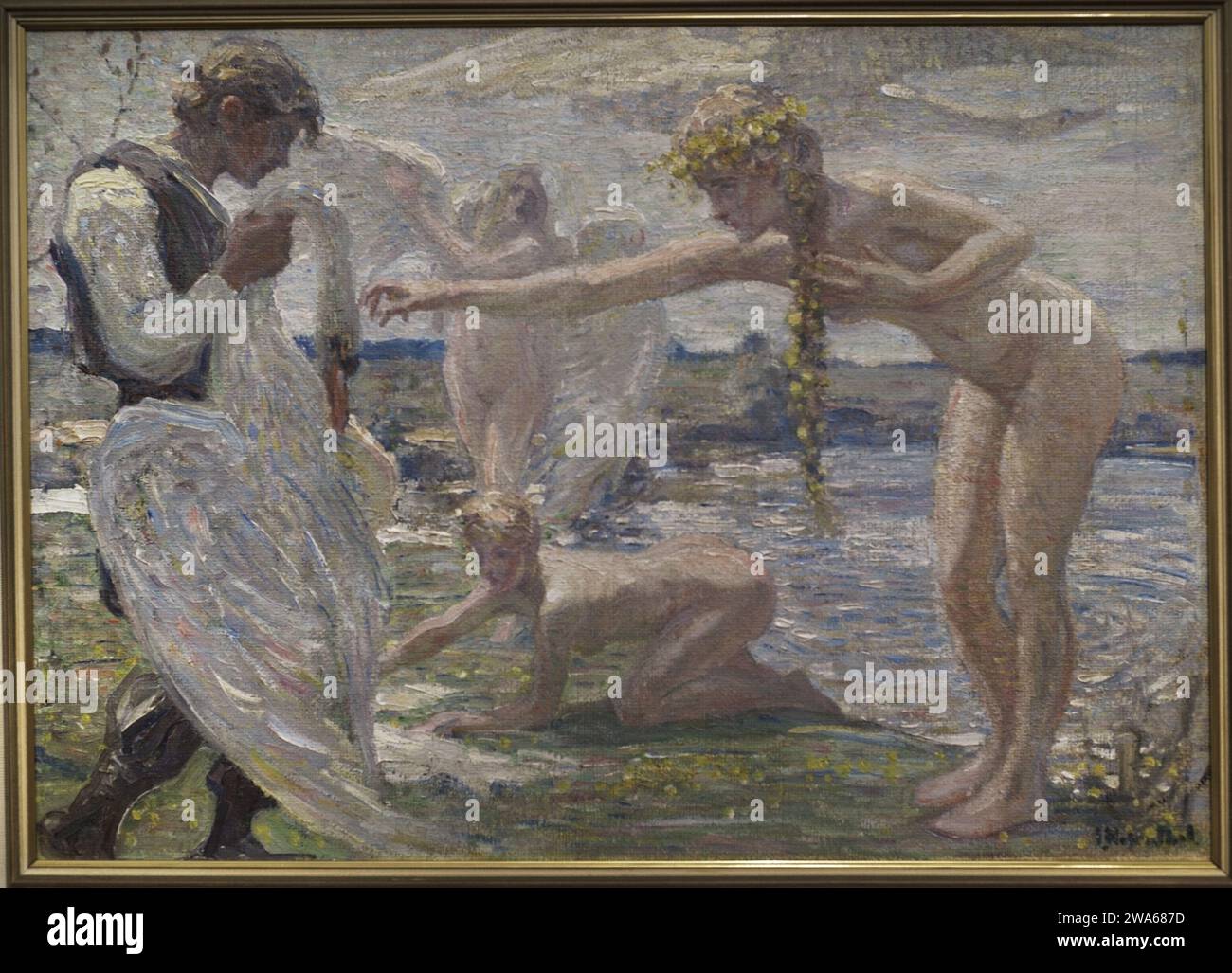 Janis Rozentals (1866-1916) Peintre letton. Swan Maidens, ca. 1910. Huile sur toile, 55,7 x 79 cm. Musée national letton d'Art. Riga. Lettonie. Banque D'Images