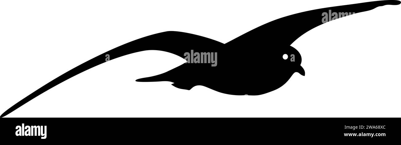 mouette volante en noir, oiseau volant Illustration de Vecteur