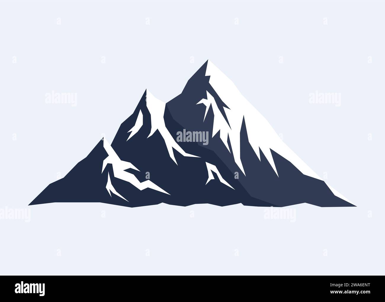 Montagne de neige à deux couches dans la conception plate de paysage de couleur bleu foncé. Illustration vectorielle Illustration de Vecteur Montagne de neige à deux couches dans la conception plate de paysage de couleur bleu foncé. Illustration vectorielle Illustration de Vecteur