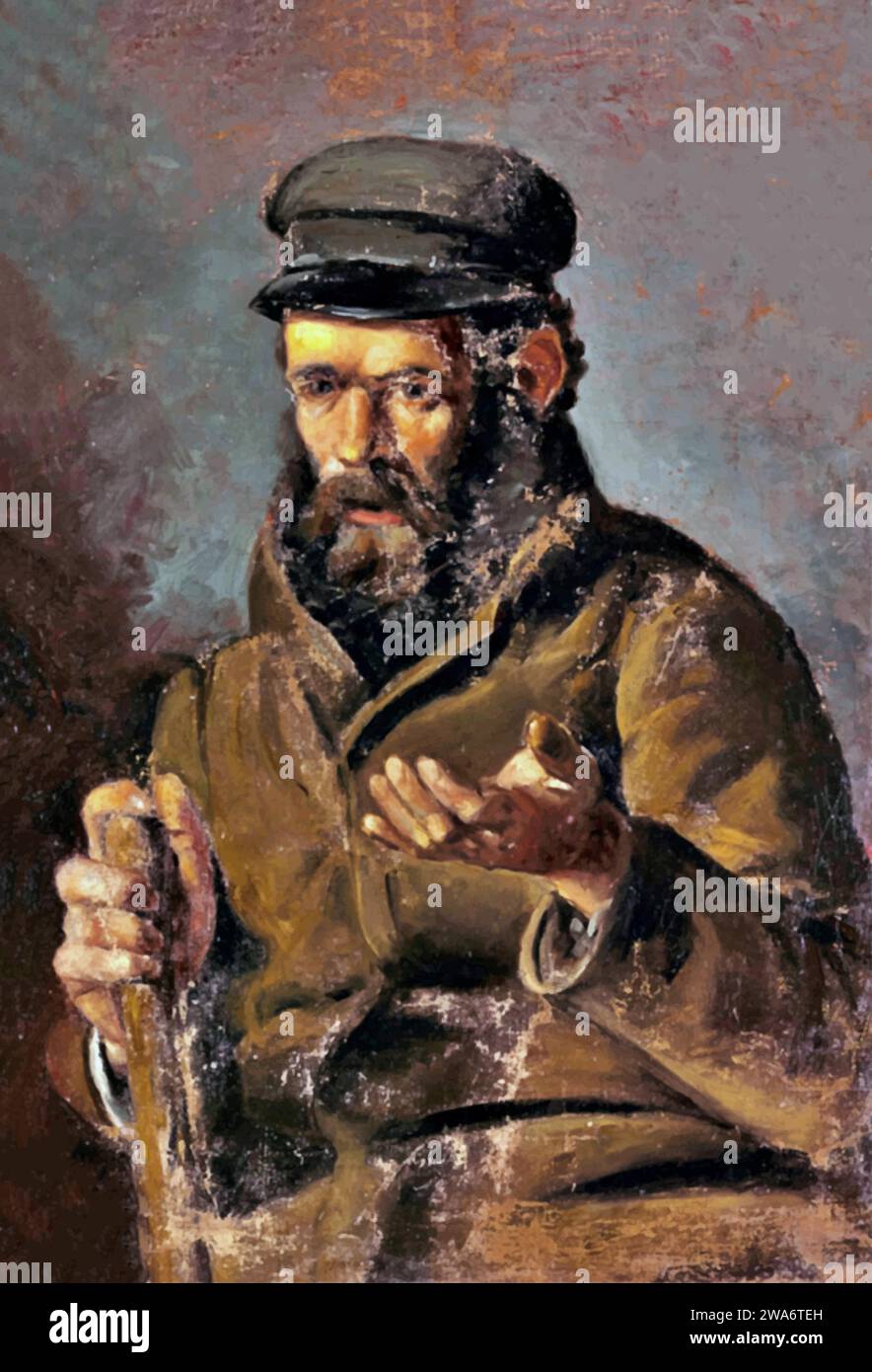 Homme au chapeau, 1895 (peinture) de l'artiste Picasso, Pablo (1881-1973) Espagnol. Illustration de Vecteur