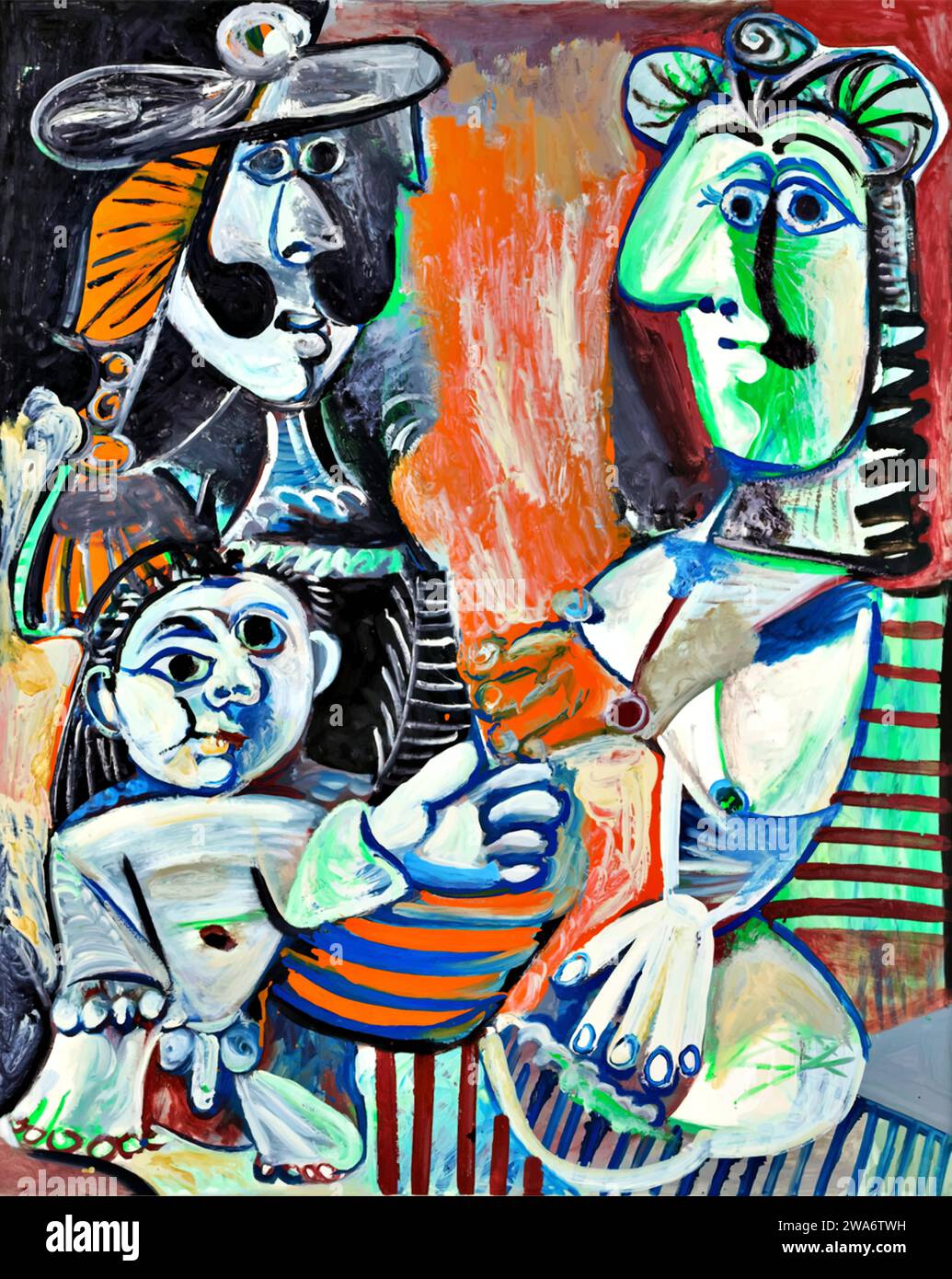 La famille, 1970 (peinture) de l'artiste Picasso, Pablo (1881-1973) Espagnol. Illustration de Vecteur