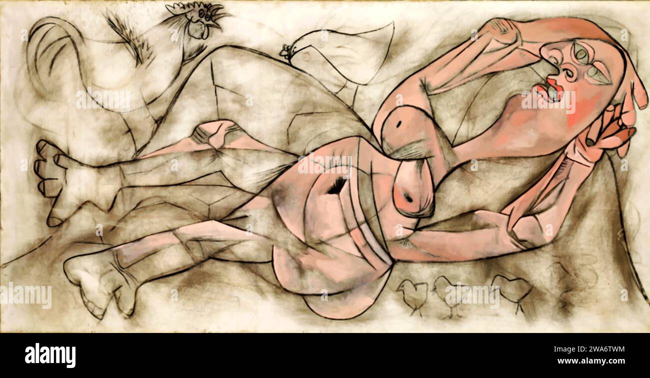 Le fermier, 1938 (peinture) de l'artiste Picasso, Pablo (1881-1973) Espagnol. Illustration de Vecteur