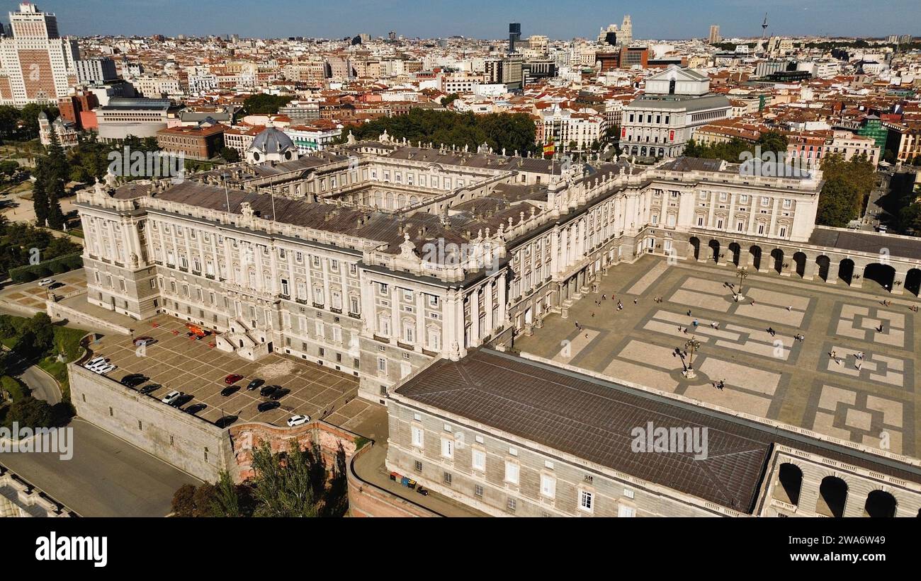 Drone photo Palais Royal Madrid Espagne Europe Banque D'Images