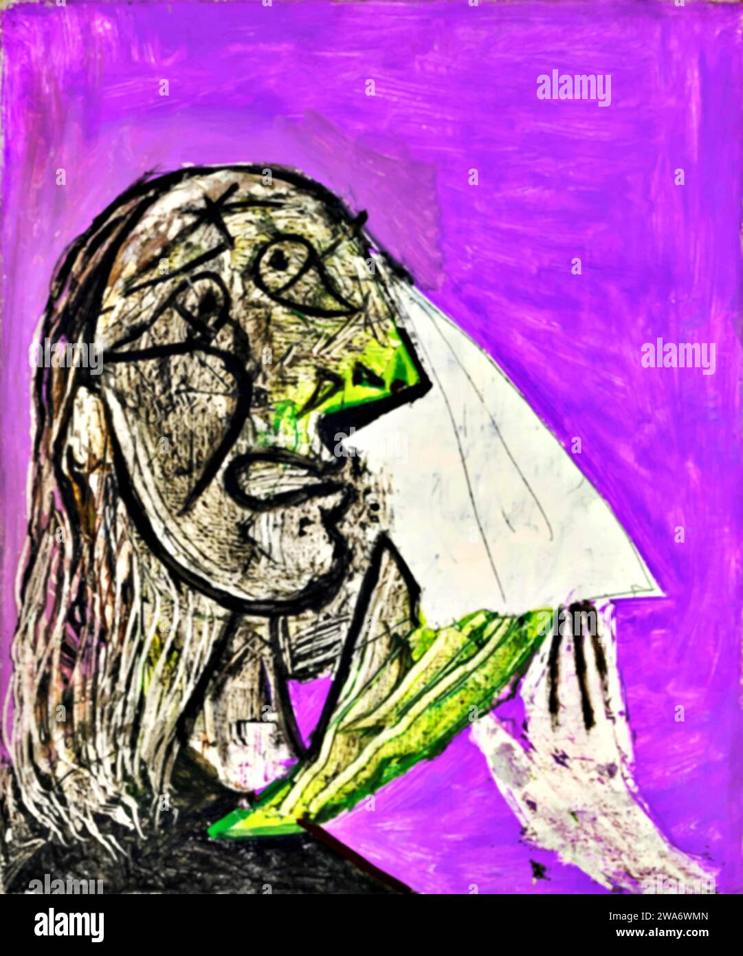 La femme pleureuse, 1937 (peinture) de l'artiste Picasso, Pablo (1881-1973) Espagnol. Illustration de Vecteur
