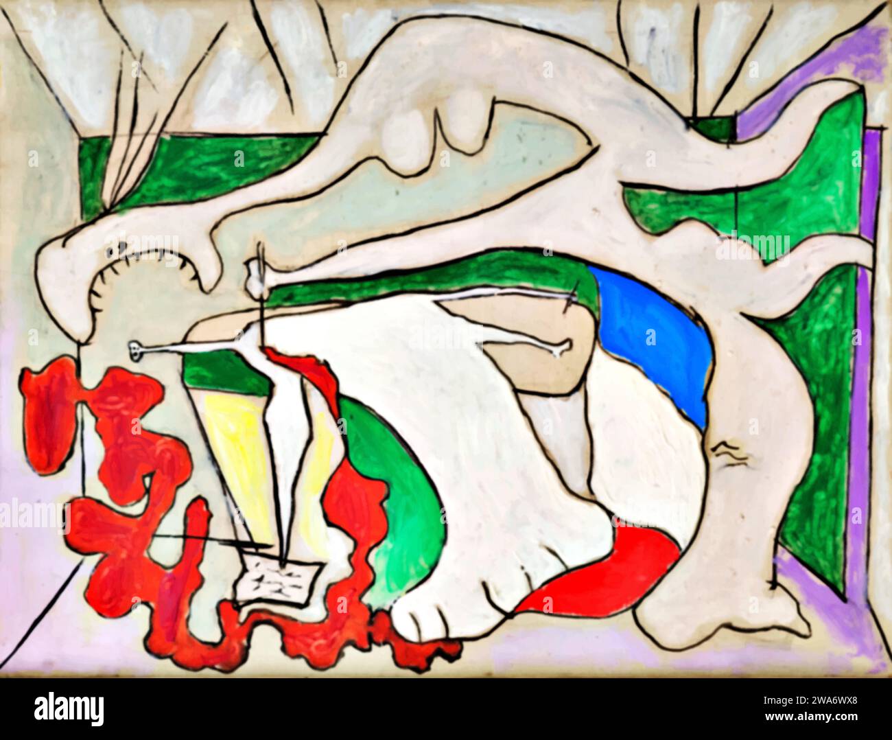 La femme au stylet, 1931 (peinture) de l'artiste Picasso, Pablo (1881-1973) Espagnol. Illustration de Vecteur