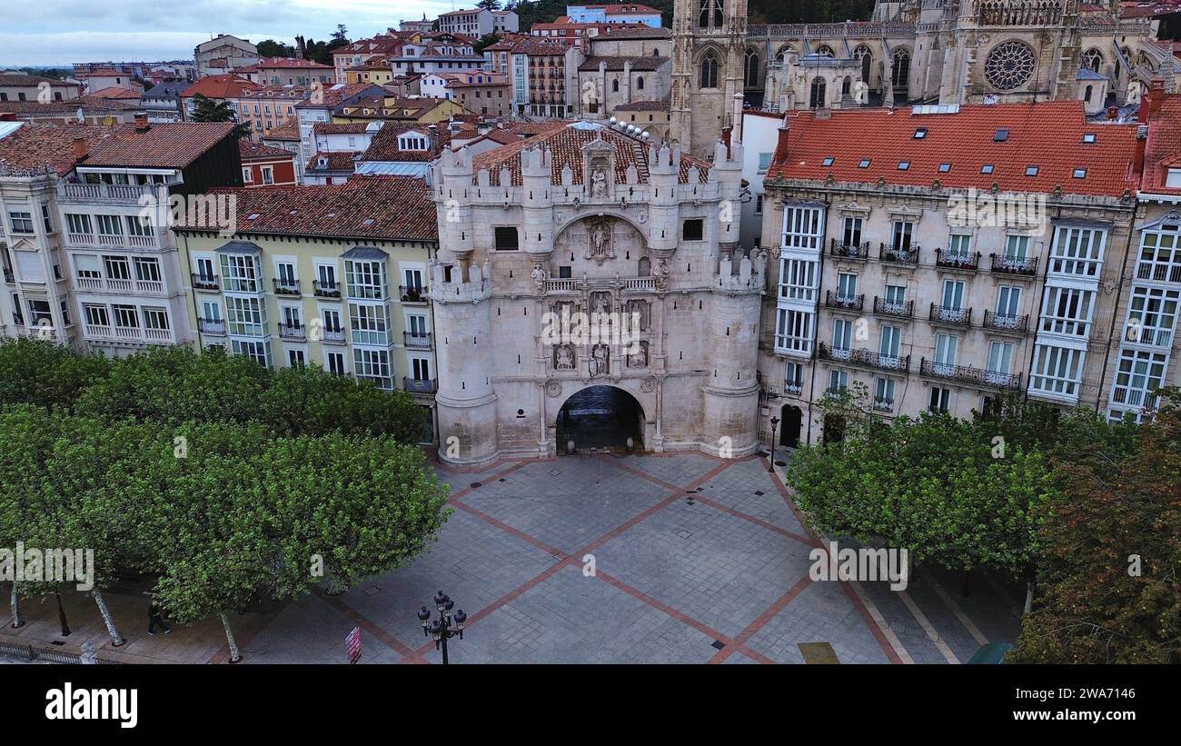 Drone photo Santa Maria Arc Burgos Espagne Europe Banque D'Images