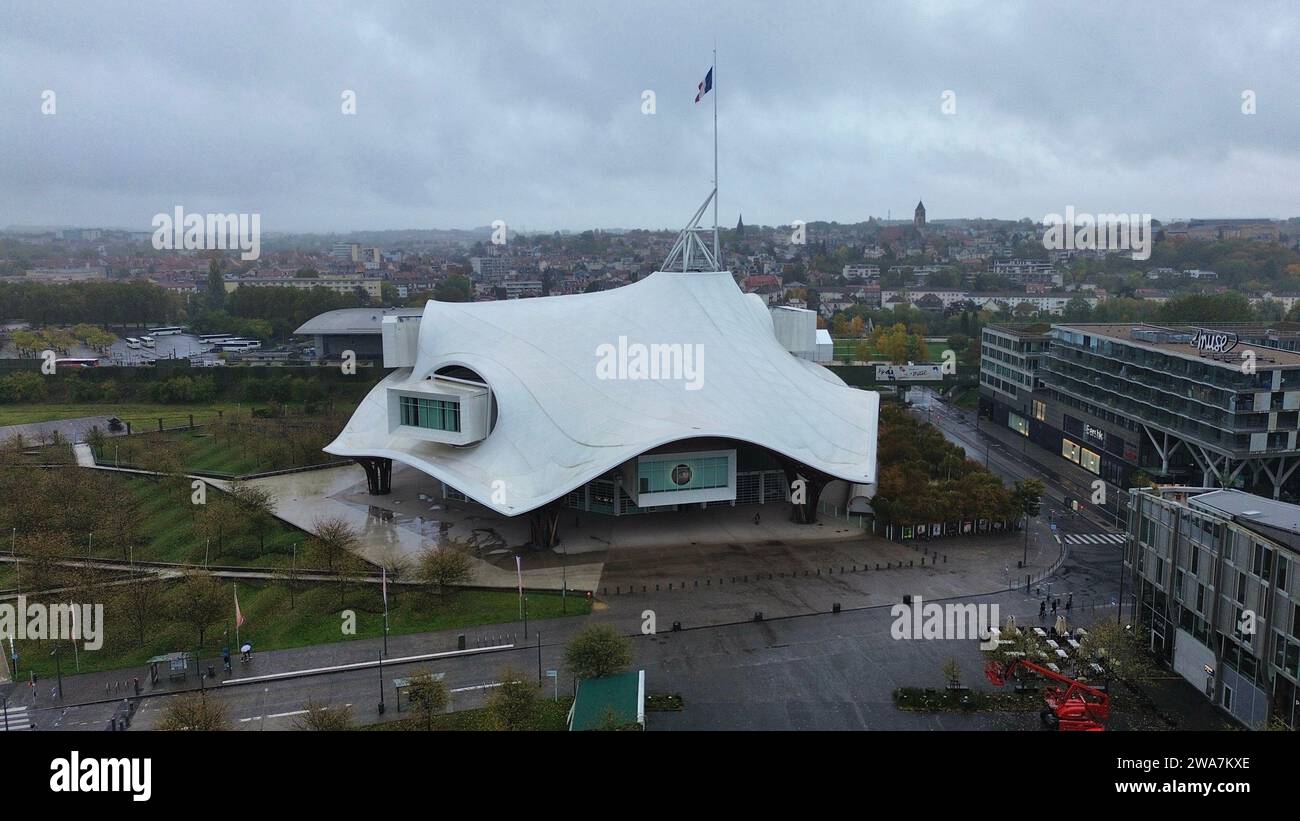 Drone photo centre Pompidou Reims France Europe Banque D'Images