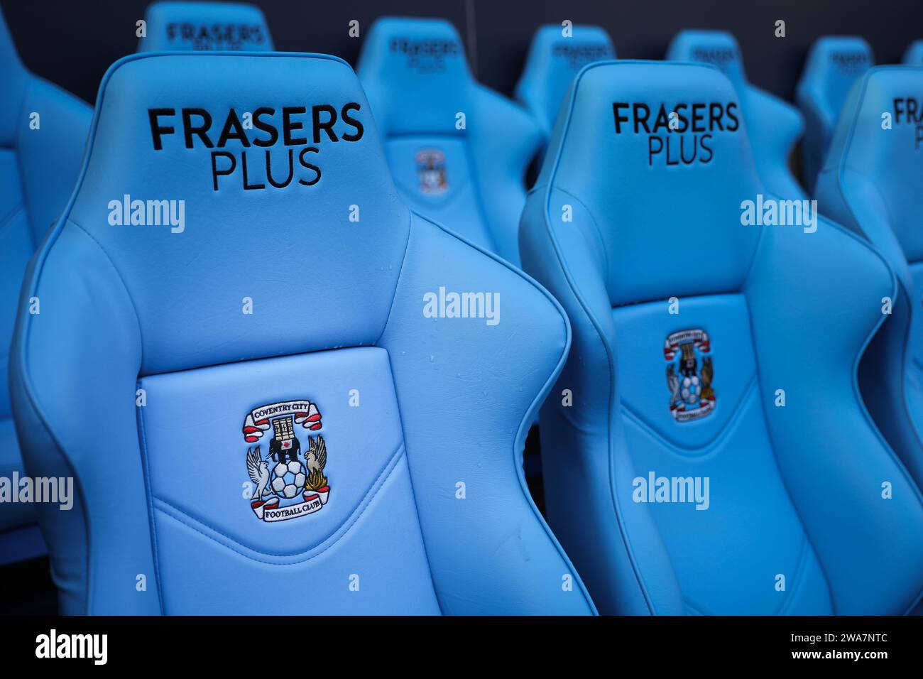 Sièges de joueur de football à la CBS Arena, stade du Coventry City football Club. Banque D'Images