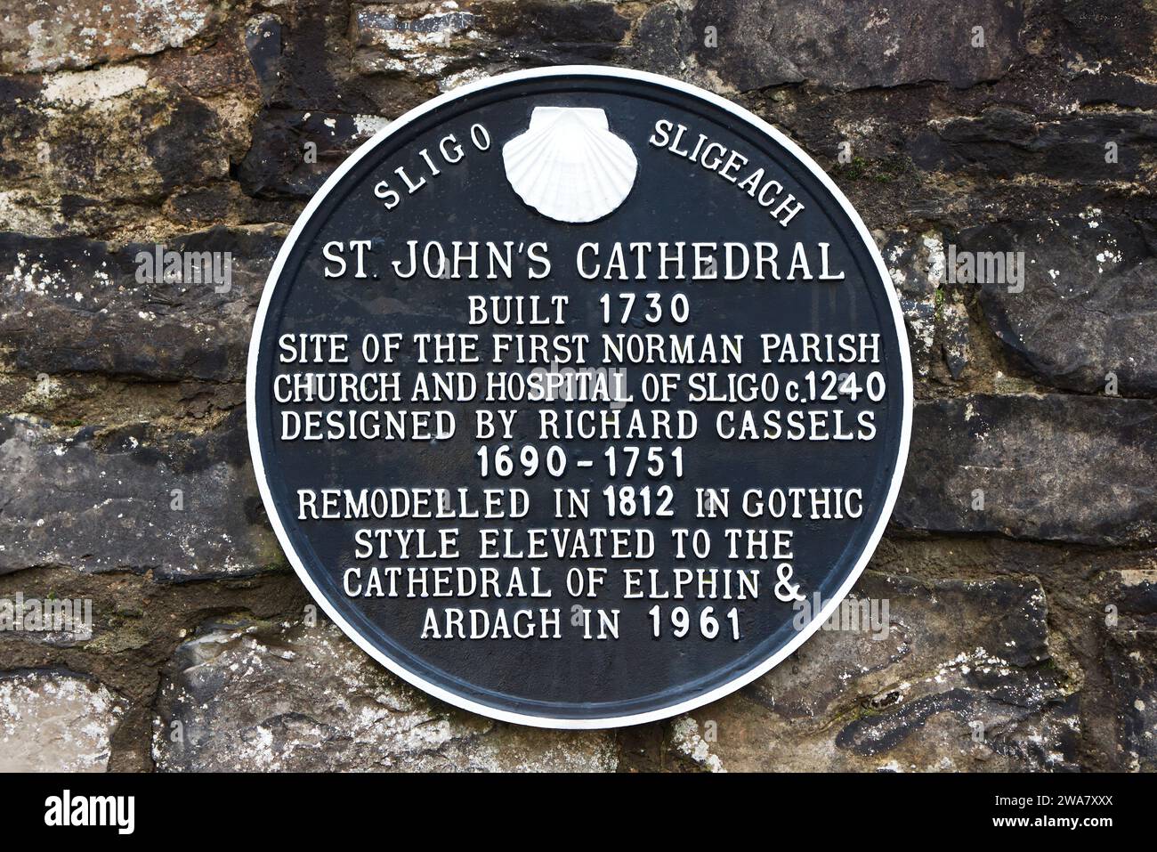 Plaque pour la cathédrale Saint-Jean, à Sligo, Irlande Banque D'Images