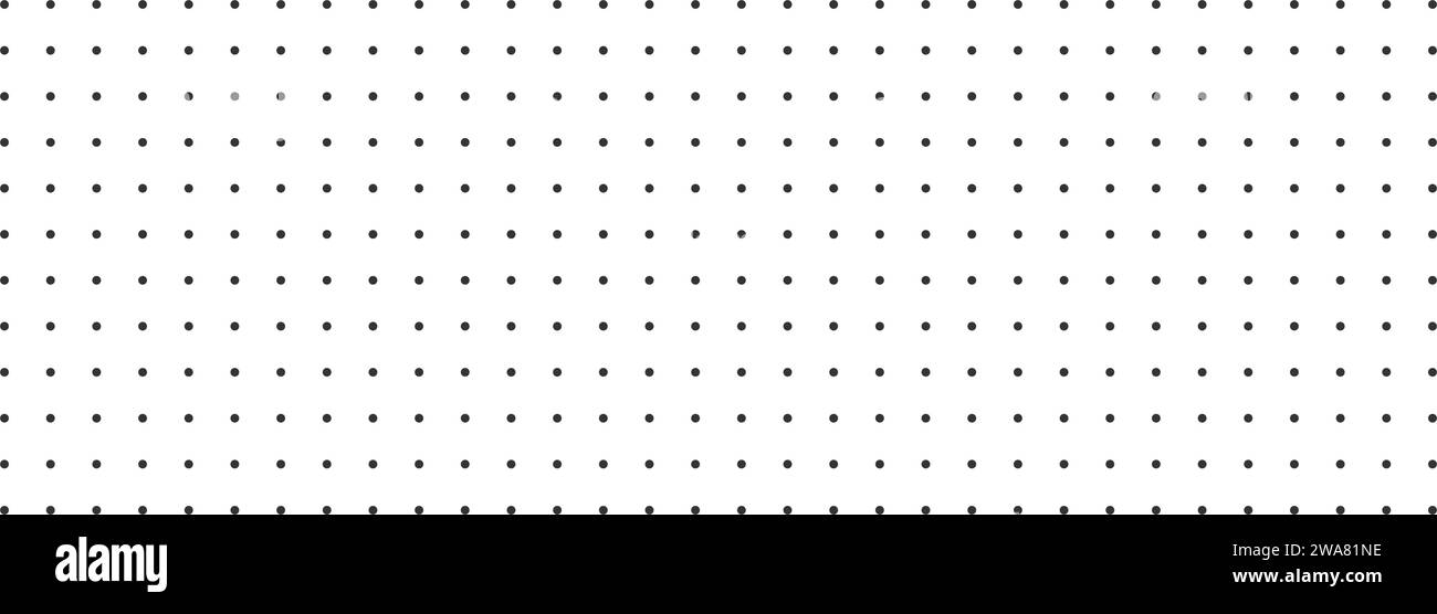 Texture perforée. Modèle de grille de points noirs sur fond blanc. Page de journal à puces. Motif sans couture de points ronds. Fond de papier d'école ou de bureau. Illustration graphique vectorielle Illustration de Vecteur
