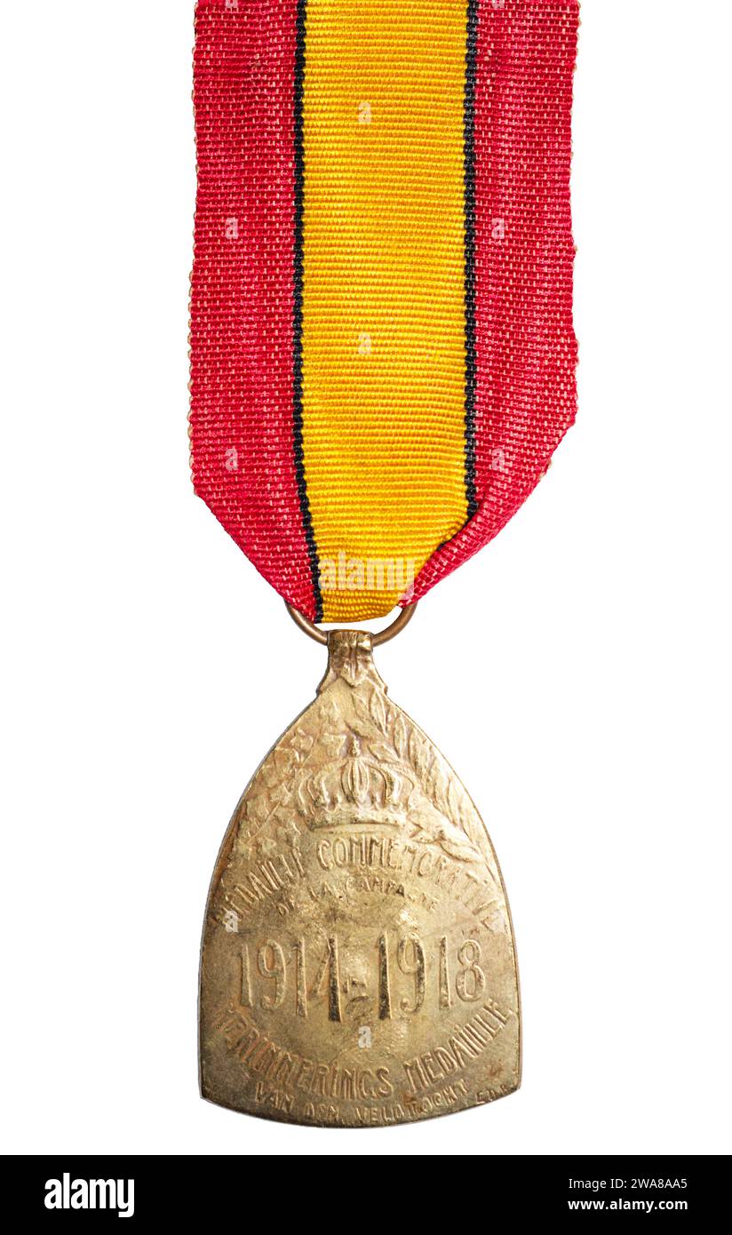 Médaille commémorative belge de la guerre de 1914-1918, revers. Banque D'Images