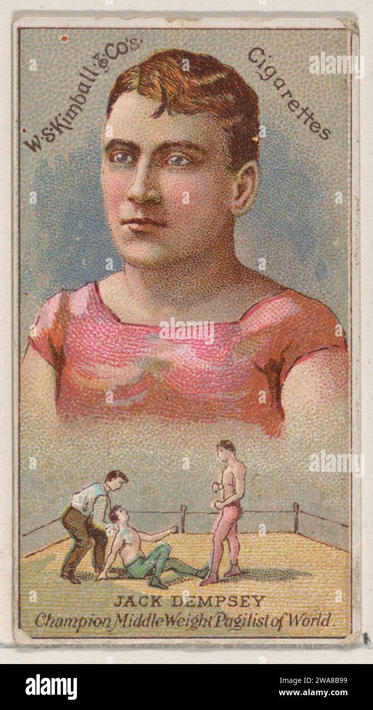 Jack Dempsey, pugiliste de poids moyen champion du monde, de la série Champions of Games and Sports (N184, Type 1) publiée par W.S. Kimball & Co. 1963 par W.S. Kimball & Co. Banque D'Images