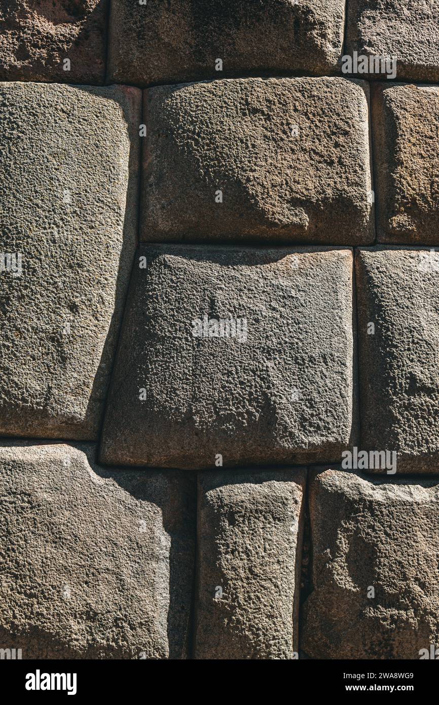 Cusco, Pérou, Centre-ville historique, détails sur les murs de pierre, culture INCA, technique de construction, 2023 Banque D'Images
