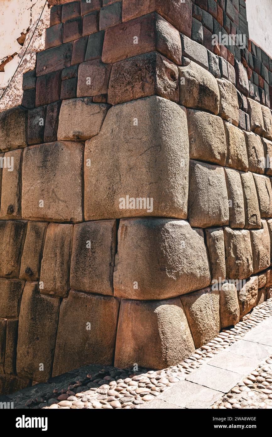 Cusco, Pérou, Centre-ville historique, détails sur les murs de pierre, culture INCA, technique de construction, 2023 Banque D'Images