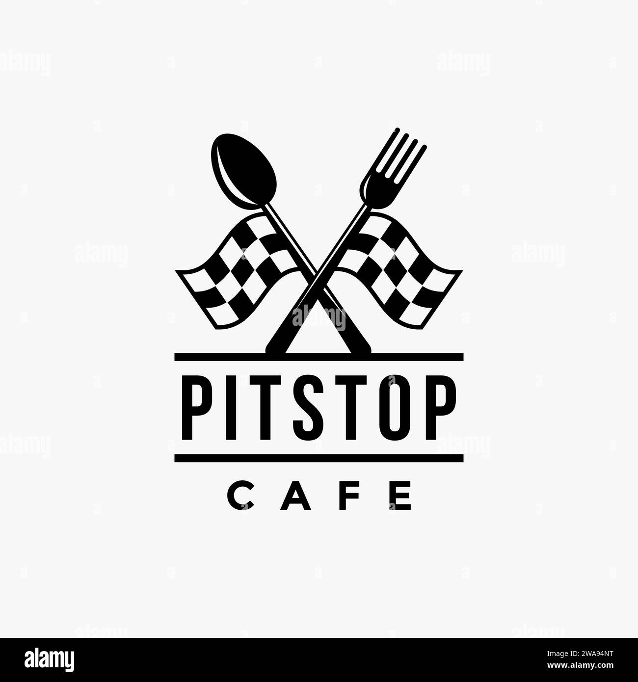 Modèle de vecteur d'icône logo PitStop café pour restaurant / café sur fond blanc Illustration de Vecteur