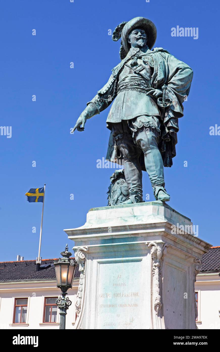 Statue, monument au roi Gustav Adolf II sur Gustav Adolfs Torg, Gothenburg, Västra Götalands län, Suède, Europe Banque D'Images