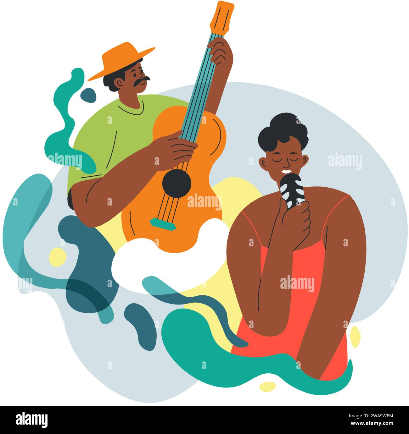 Expression culturelle, chants traditionnels des chanteurs Illustration de Vecteur