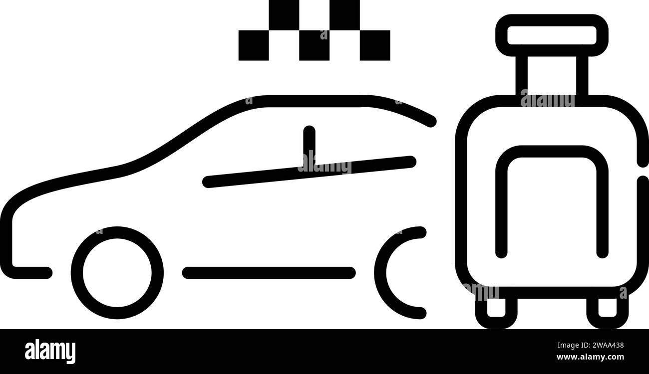 Taxi aéroport. Cabine et bagages. Icône Pixel Perfect Illustration de Vecteur