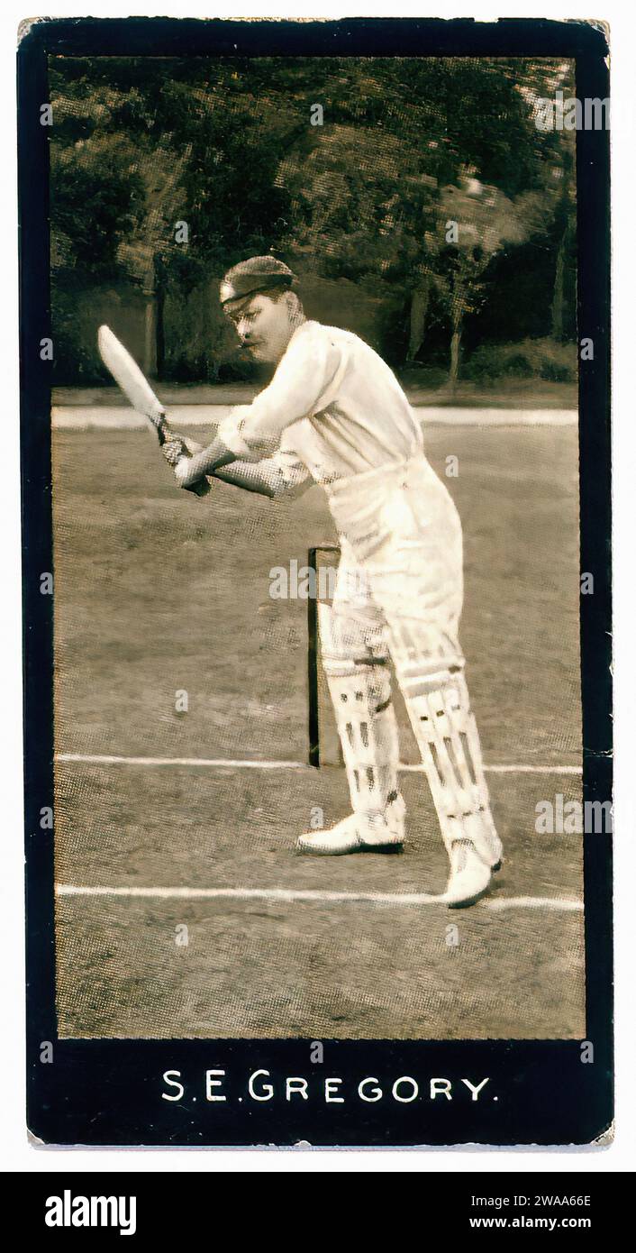 Cricketer S.E.Gregory - Illustration de carte de cigarette vintage Banque D'Images