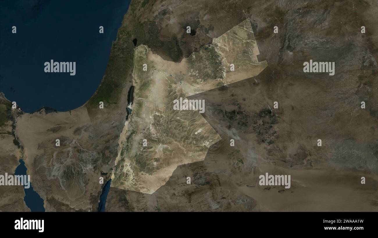 La Jordanie a mis en évidence une carte satellite à haute résolution Banque D'Images