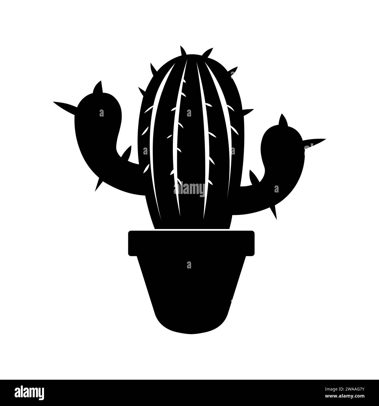 Icône vectorielle noire Cactus sur fond blanc Illustration de Vecteur