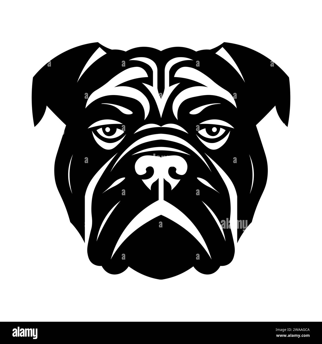 Icône vectorielle noire Bulldog sur fond blanc Illustration de Vecteur