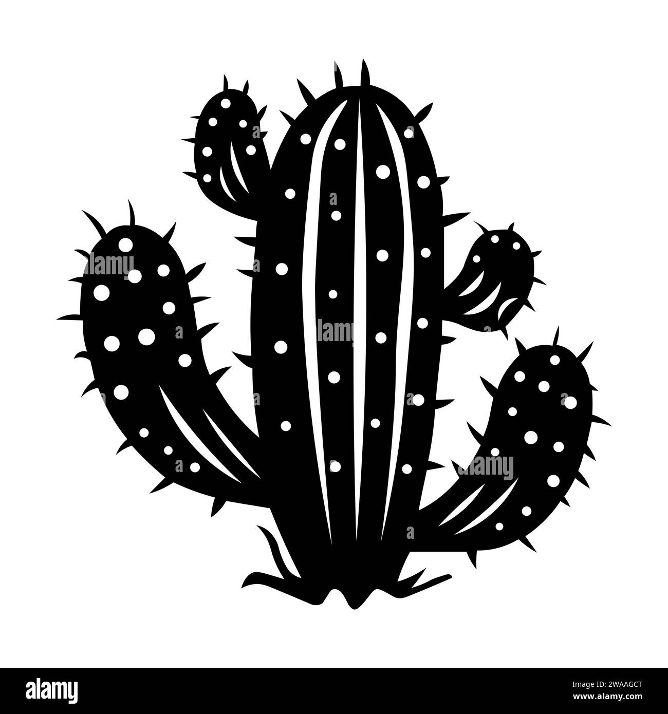 Icône vectorielle noire Cactus sur fond blanc Illustration de Vecteur