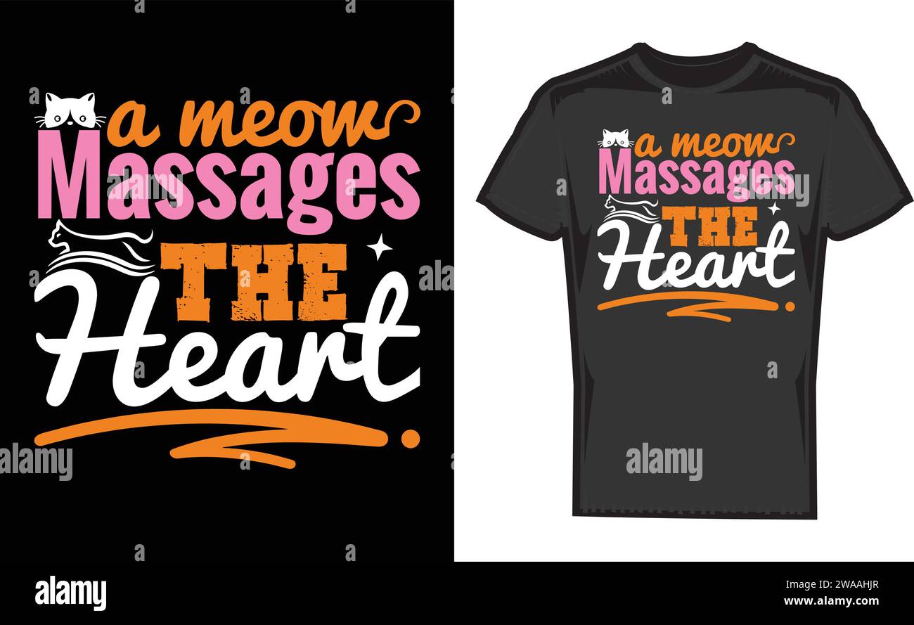 A Meow masse le coeur, des T-shirts uniques Illustration de Vecteur