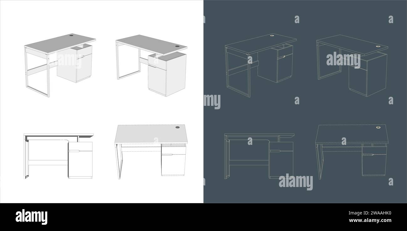 Ensemble de vecteur de meubles Wireframe de table de travail pour le travail, l'étude, la conception et l'apprentissage Illustration de Vecteur Ensemble de vecteur de meubles Wireframe de table de travail pour le travail, l'étude, la conception et l'apprentissage Illustration de Vecteur
